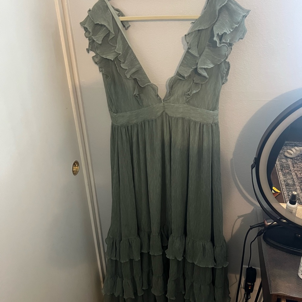 ASTR Green Ruffle Dress